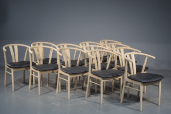 Spisestue stole, model Nanna med polster i sort læder (12)