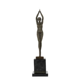 Skulptur af bronze, forestillende en ung kvinde i Art Déco-stil