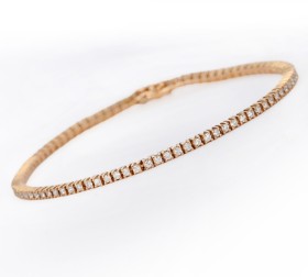 Tennis bracelet in 18 kt. red gold, 1.19 ct.