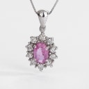 Sapphire and diamond rosette pendant with 18kt white gold chain (2)