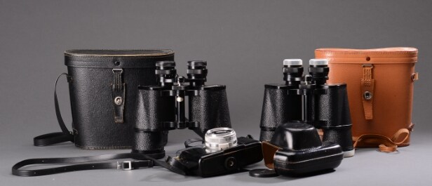 2 kikkert samt kamera. Zenith, Minolta mm (3)