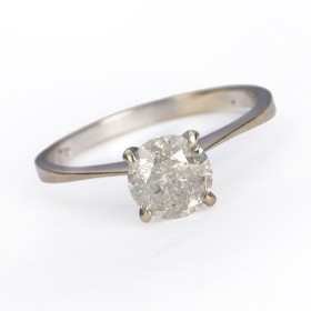 Solitairering af 14 kt. hvidguld, ca. 1.10 ct.