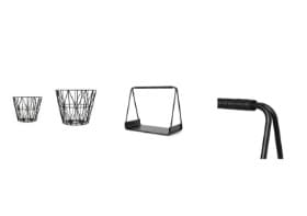 Ferm LIVING. To 'Wire' kurve samt Port Wood Basket Black / Brændekurv (3)