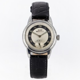 Tissot 'Bulls Eye'. Vintage herreur i stål med two-tone skive, ca. 1950'erne