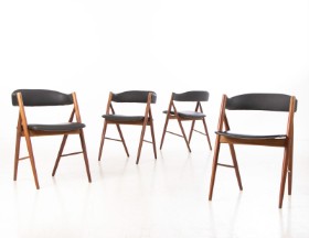 Dansk møbeldesign. Sæt på fire 'savbukke' stole af teak, 1960'erne (4)