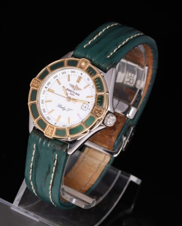 Damearmbåndsur fra Breitling, model Lady J, ref. D52065, 18 kt. guld og stål