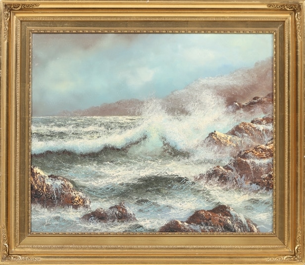 Unknown artist. Rocky coast in storm.