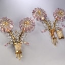 Christopher Palme for Palwa. A pair of crystal glass and brass wall lamps (2)