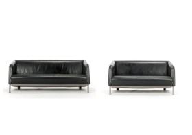 Rasmussen and Rolff. Two black leather sofas (2)