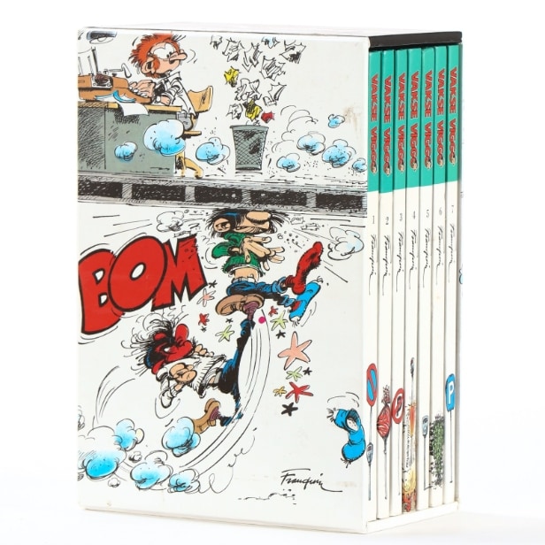 Egmont Serieforlaget. André Franquin / Marsu. Vakse Viggo-bøger bd. 1-7 i kassette.