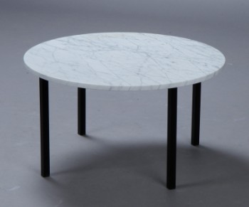 Cirkulært sofabord, lyst marmor
