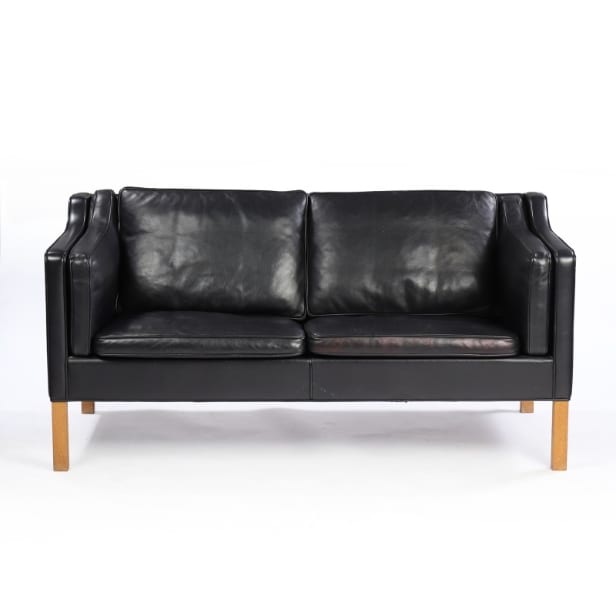 Børge Mogensen. To-pers. sofa i sort læder, model 2212