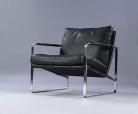 Preben Fabricius. Lænestol, model 710, Conversation Chair i sort læder