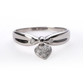 Ring in 18 kt. white gold with diamond heart pendant, 0.14 ct.