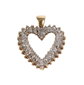 Diamond heart of 10 kt. gold with diamonds, approx. 0.15 ct.