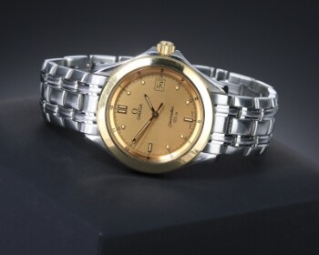 Omega Seamaster 120. Herreur i 18 kt. guld og stål med gylden skive, ca. 1998