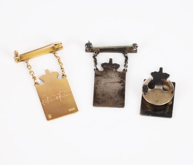 Georg Jensen: Three Royal Marks - 1 of gold and two of silver (3)