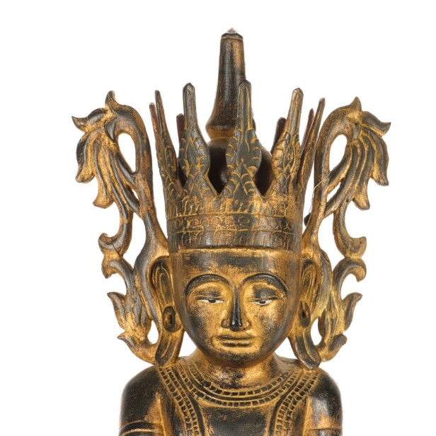 Buddha figur af forgyldt træ, Burma/Myanmar, 1900-tallet