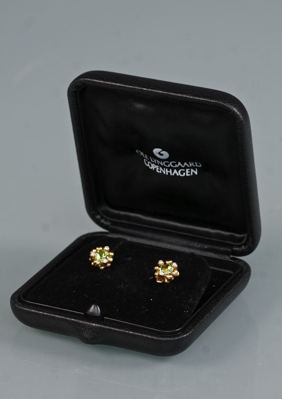 Ole Lynggaard. Flower Basket earrings with peridot and brilliant-cut ...