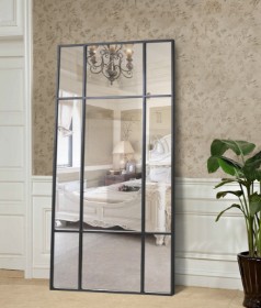 Large New Yorker mirror with black iron frame, size 180x90 cm.