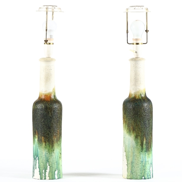 Marcello Fantoni. Pair of table lamps in glazed stoneware. 2nd half of the 20th century. (2)