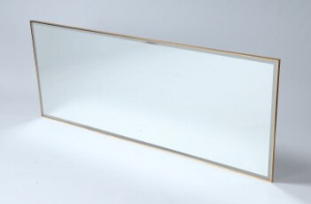 Stort LED spejl med messingfarvet ramme. 200x80 cm.
