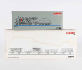 Märklin 37182+48808 Digital HO: Damplokomotiv Reihe S 3/6 samt Württemberg 'Old-Timer' Freight car set (2)