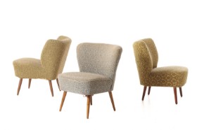 Set of 3 German Cocktail armchairs, 1940/50s. (3)