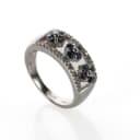 Sapphire and diamond ring in 18 kt white gold, approx. 0.17 ct. Size 55