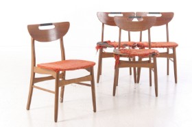 Danish furniture design. Set of four teak dining chairs, 1950s (4)