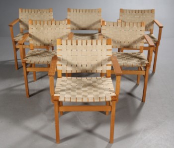 Søborg møbelfabrik. Seks spisestole, bøgetræ (6)