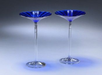 Et par lysestager af krystalglas fra 70erne