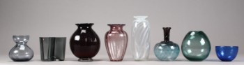 Alvar Aalto m.fl. Diverse vaser og skål af glas (8)