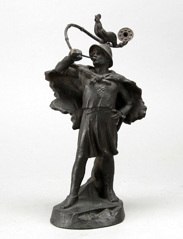 Stephan Sinding 1846 - 1922. Skulptur af gips, lurblæser