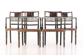 Set of four painted armchairs, 20th century. (4)