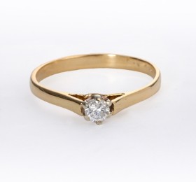 Solitaire ring in 18 kt. gold, 0.15 ct.