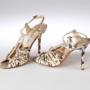 Jimmy Choo. Et par åbne stiletter af slangepræget læder, str. 38