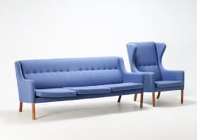 Erik Ole Jørgensen for FDB: Tre-pers. sofa samt øreklapstol, model L300 (2)