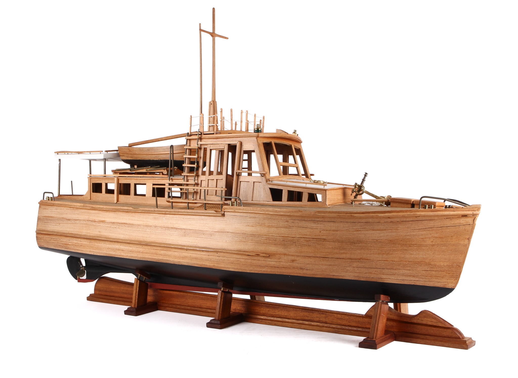 Large model ship of 'motor yacht' made of teak