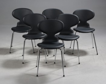 Arne Jacobsen. Myren. Spisestole, model 3101, nybetrukket (6)