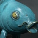 Bronzeskulptur, japansk koi karpe