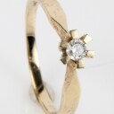 Prinsesse ring m/ brillant, 14 kt guld , 0.15 ct. Aagaard Design.