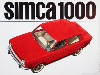 Stor, fransk plakat, Simca 1000, ca. 1960erne