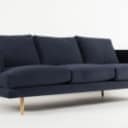 YFP by Wendelbo. 3-pers. sofa model 056, blå velour, egetræ