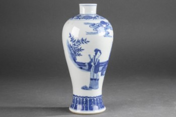Kinesisk vase af porcelæn, blå dekoration 1900-tallet