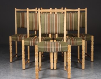 Sæt på seks stole af egetræ, 1960-70erne - Henry Kjærnulf-stil (6)