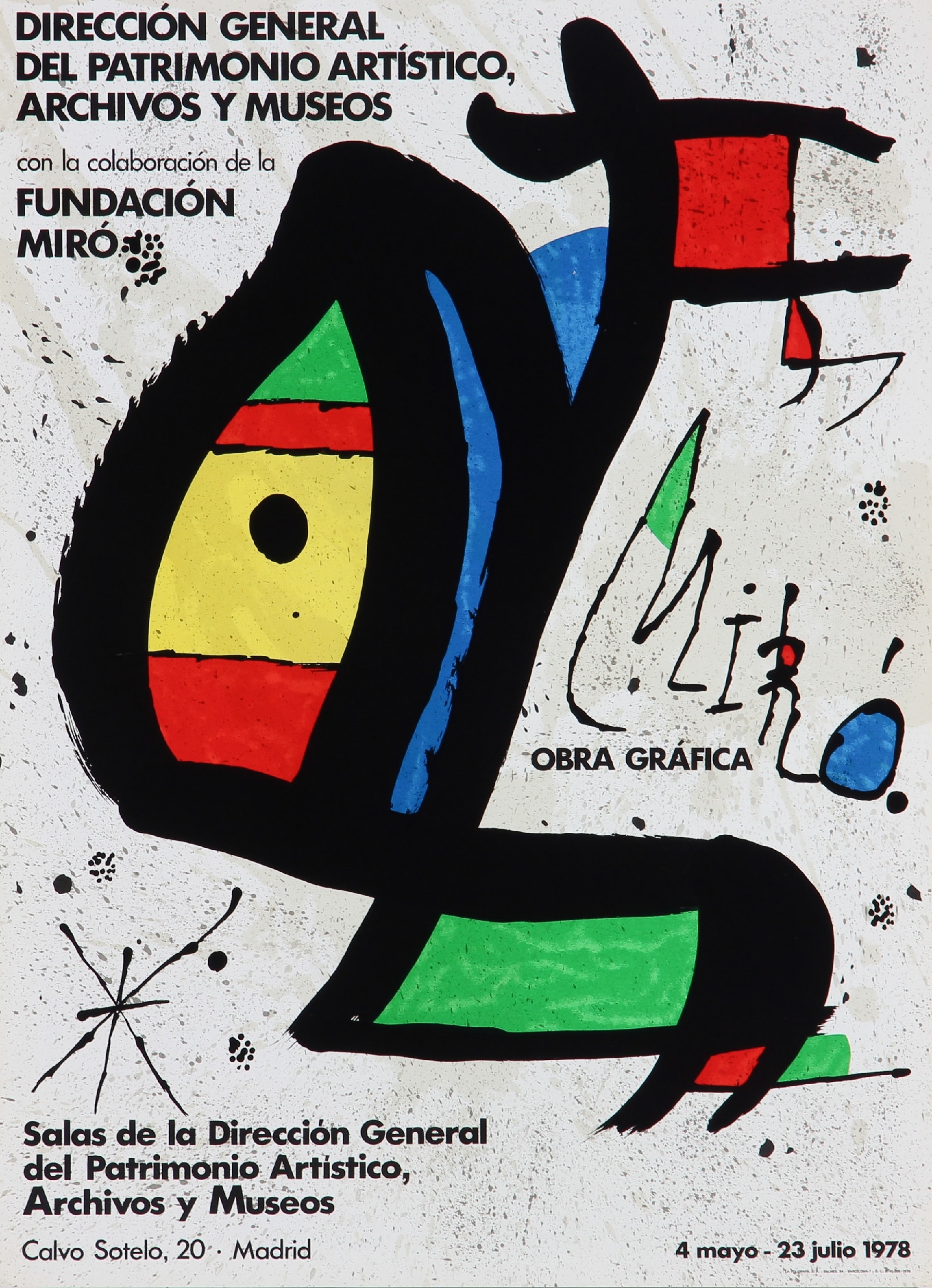 Joan Miro, after. 'Obra Gràfica', Fundacion Miro, lithographic exhibition poster, 1978