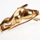 Brooch: Cat with gemstone, 18 kt. gold