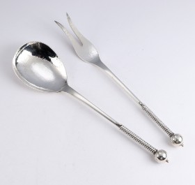 Georg Gleerup. Two hand-forged silver and sterling silver serving pieces, 1950s (2)