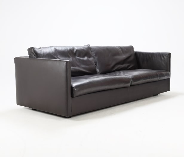 N. Eilersen: Three-seater sofa upholstered in dark brown leather
